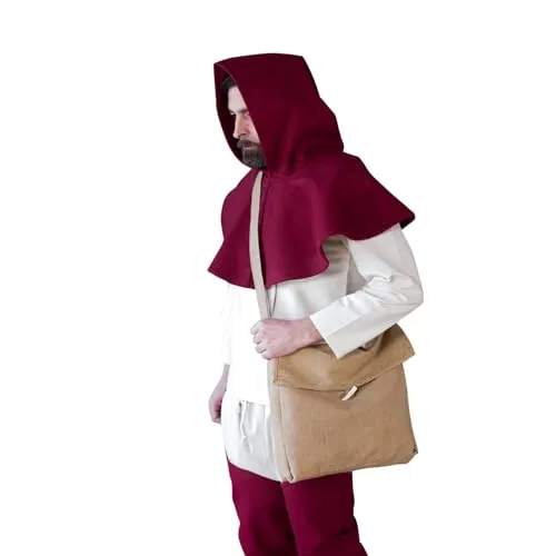 Burgschneider - Gugel Cucullus - Rot (Standard, für Damen & Herren, Wolle) Historisch - Medieval