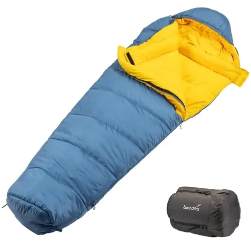 Skandika Mumienschlafsack Gjora - Mumienschlafsack für Erwachsene, wasserabweisend und ideal für 3-4 Jahreszeiten, mit optimaler Wärmeisolierung und praktischem Packsack für einfaches Transportieren.