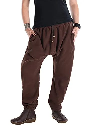 Vishes Unisex Thermo Haremshose aus Fleece - Wanderhosen aus recyceltem Polyester-Fleece, kuschelig warm mit zwei praktischen Taschen, ideal für Freizeit und Yoga. Nachhaltig produziert in Nepal.