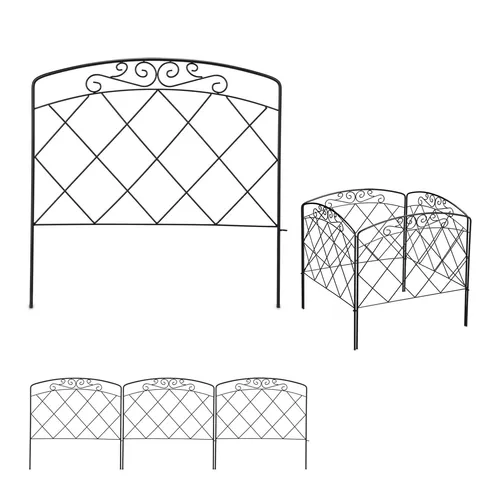 Beetzaun Beetumrandung Dekozaun Zierzaun Gartenzaun - Antiker Metallzaun - Gartenzäune aus robustem Stahl, 245 cm breit und 61 cm hoch. Verleihen Sie Ihrem Garten mit diesem stilvollen, antiken Design eine elegante Umrandung.