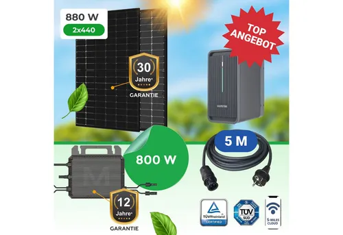 Paket.ag Balkonkraftwerk 880W mit Speicher - Balkonkraftwerk 880 W Komplettset mit 2,24 kWh Speicher und 800 W Wechselrichter. Ideal für sofortige Energieunabhängigkeit und einfache Installation – nutzen Sie Ihren eigenen Ökostrom rund um die Uhr!