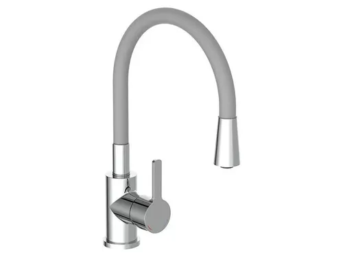 Spültischbatterie Flexo, grau/chrom, glänzend, Hebelmischer, 360° drehbar