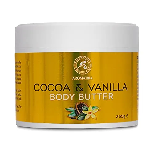 Kakao & Vanille Körperbutter 250g - Bodybutter - Natürliche Body Butter - Körper Butter für Sehr Trockene Haut - Hautpflege - Handpflege - Feuchtigkeitspflege - Vanille Bodybutter