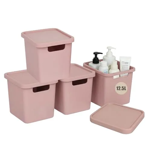 Plastard Boxen 12,5 L, 3er-Set, stapelbar, BPA-frei, Pink in pink von Plastard