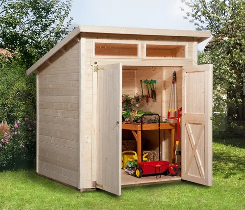 weka Gartenhaus 325 A - Natur, 19 mm, ideal für Ihren Garten - Gartenhäuser, Geräteschuppen & Carports - Hochwertiges Gartenhaus aus 19 mm massivem Holz für optimale Stabilität und Langlebigkeit.