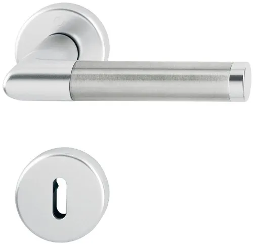 Hoppe Amsterdam Rosettengarnitur 1400/42KV/42KVS, F1/F69 Alu - Edelstahl, OB Ovalbart