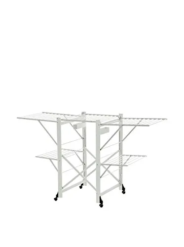 ARREDAMENTIITALIA Gabbiano Drahttrockengestell 30 m - Wäscheständer aus Massivholz mit 30 m Wäscheleine, platzsparend und einfach zu bewegen dank schwenkbarer Rollen. Ideal für effizientes Wäscheaufhängen und exklusiv made in Italy.