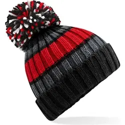 Beechfield B392 | Hygge Striped Beanie - Hochwertiges Futter aus Shearling - Farbe: Black Cherry - Größe: One Size - Schwarz