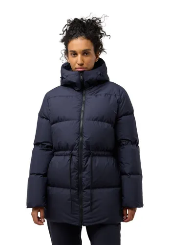 Jack Wolfskin Women's Kirschallee Jacket - Daunenjacke in Blau Gr S - Funktionsjacken für Damen - Warme Daunenjacke mit Kapuze, ideal für den Alltag. Hergestellt aus 100% Polyester und 100% Daune für optimale Isolation.