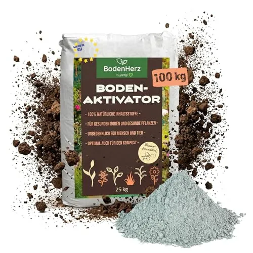 petigi BodenHerz Bodenaktivator 100 kg – Natürliche Bodenverbesserung - Der petigi BodenHerz Bodenaktivator ist ein 100% natürliches Produkt, das reich an Mineralien ist. Ideal zur Verbesserung der Bodenstruktur und Wasserspeicherfähigkeit für gesunde Pflanzen und üppige Blüten.