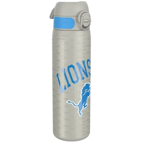NFL Detroit Lions Leichte Edelstahl Trinkflasche, 600 ml/20 oz, nicht isoliert, auslaufsicher, leicht zu öffnen, sicherer Verschluss, spülmaschinenfest, Klappdeckel, passt in Getränkehalter