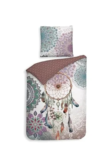 Zo!Home Bettwäsche »Renforcé« 100% Baumwolle mit Reißverschluss | 135x200 & 80x80 | Traumfänger-Mandalas in türkis & rot - Hochwertige Bettwäsche aus 100% Baumwolle für besten Schlafkomfort. Atmungsaktiv und feuchtigkeitsregulierend sorgt sie für ein ideales Schlafklima. Praktischer Marken-Reißverschluss erleichtert das Beziehen.