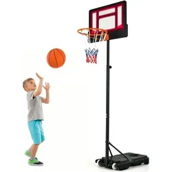 GOPLUS Basketballkorb tragbar, Basketballständer höhenverstellbar 154 bis 210 cm, Basketballsystem Basketballanlage auf Rädern für Kinder und J...