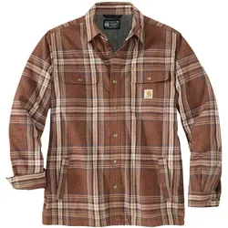 Carhartt Herren Langarmhemd Flannel Sherpa Lined Shirt, Burnt Sienna XXL - Herrenhemden mit kuscheligem Sherpa-Futter für extra Wärme und Komfort, ideal für kalte Tage.