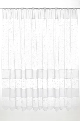 Gardinen Kranzusch Scheibengardine Jacquard verschlungen Linien 150x62,5 cm H/B weiß Bistrogardine Vorhang Küche 1er Pack