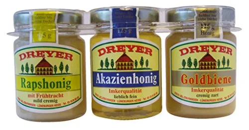 Dreyer-Honigtrio (Raps, Akazie, Goldbiene) 3x125g-Glas