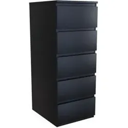 Schmaler Schubladenschrank IVAR – schwarz - Moderne Kommode mit 5 grifflosen Schubladen, bietet viel Stauraum auf kleinem Raum und überzeugt durch ihr elegantes Design.