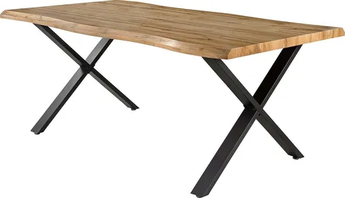 Jockenhöfer Gruppe Esstisch Marita, 180x100 cm - Esstische in geschwungener Baumkantenoptik mit schwarzem X-Gestell, ideal für stilvolle Essbereiche und gesellige Runden.
