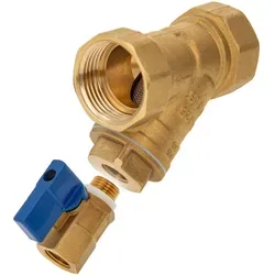 Tecuro Schrägsitz-schmutzfänger G 1 Zoll (dn 25) Mit Entleerungsventil, Edelstahlsieb 0,5 Mm Maschenweite, Messing