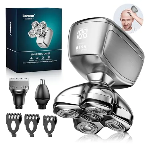 Kensen 5-in-1 Glatzen Rasierer Herren – Wasserdicht & Wiederaufladbar