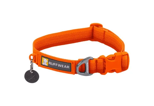 Ruffwear Front Range Hundehalsband (Größe 28-36cm, orange) - Leichtes und robustes Halsband für den täglichen Gebrauch, mit praktischem V-Ring und zusätzlicher Befestigung für die Hundemarke. Ideal für aktive Hunde.
