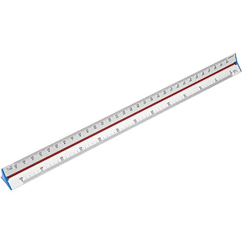 SEMPLIX Aluminium Dreikantlineal 32 cm, 6 Skalen, Eloxiert, Hochwertig, Präzise, Schutzhülle, Ideal für Architektur, Technisches Zeichnen