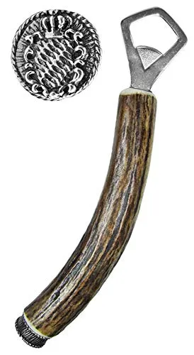 Funk Hirschhorn Flaschenöffner mit Zierkappe - Bayernwappen - Flaschenöffner aus echtem Hirschhorn, handgefertigt und einzigartig. Ideal als Accessoire zur Lederhose auf dem Oktoberfest – ein stilvolles Geschenk für Trachtenliebhaber.