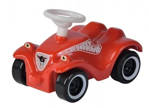 BIG Mini Bobby Car Classic rot - Robustes Schiebe- und Pedalfahrzeug für Kinder ab 12 Monaten, ideal für drinnen und draußen, fördert die motorischen Fähigkeiten.