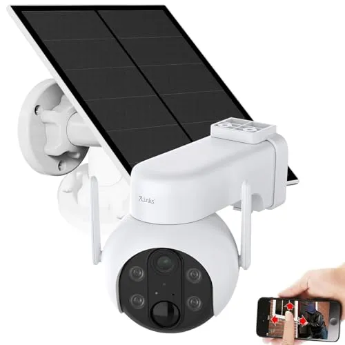 7links Solar Kamera: Außen-Solar-IP-Überwachungskamera, Akku, 2K, Pan-Tilt, WLAN, App, IP66 (Nachtsicht Überwachungskamera, Heimschutz, Outdoor)