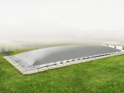 AirDeluxe® Rechteckige aufblasbare Poolplane (5m x 3m, Grau) Schwimmbad Abdeckung aus LKW Plane, Winter Poolabdeckung