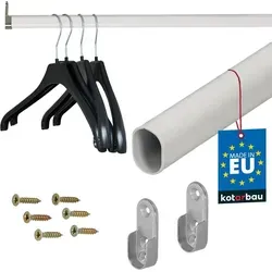 KOTARBAU® Kleiderstange 150 cm Garderobe Kleideraufbewahrung & Organisation Garderobe Stange Lackierte Garderobenstange Weiß aus Pulverbeschichte...