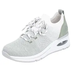 Sportliche Slip-On Sneaker REMONTE für Damen, Gr. 41, mint-weiß - Modische Slip-On Sneaker von Remonte in mint-weiß mit 5,5 cm Keilabsatz. Aus Textil und Lederimitat, ideal für Freizeitaktivitäten. Bequemes Softfußbett für den ganzen Tag!
