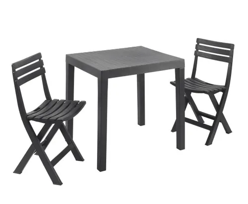 Progarden Balkonset Club 3-teilig - Wetterfestes Lounge-Gartenmöbel in Anthrazit - Lounge-Gartenmöbel Set aus robustem, wetterfestem Polypropylen, perfekt für entspannte Stunden auf dem Balkon.