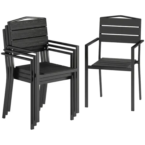 Outsunny Gartenstühle 4er Set - Stapelbare Terrassenstühle mit Armlehnen - Platzsparendes Design: Die stapelbaren Gartenstühle sind ideal für den Außenbereich und bieten Komfort mit ergonomischen Rückenlehnen. Wetterfest und robust, perfekt für entspannte Stunden im Garten oder auf der Terrasse.