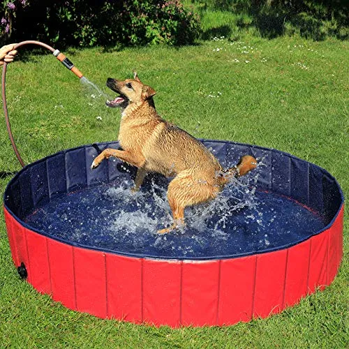 lionto Faltbarer Hundepool - Ø 160 cm, kratzfest und rutschfest - Hundepools für erfrischende Sommermomente. Robustes PVC-Material, Anti-Rutsch-Belag und schneller Abfluss machen diesen Pool ideal für Garten und Reisen.