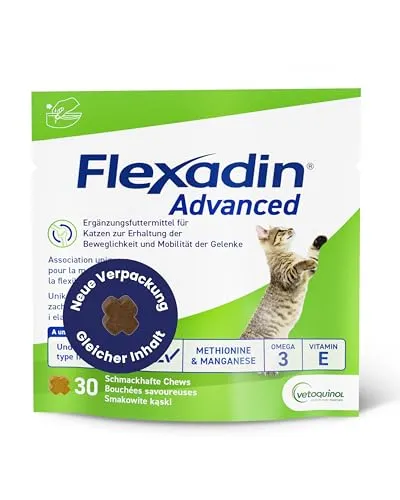 FLEXADIN Advanced® Katze |Innovativer Ansatz für die Gelenkgesundheit | undenaturiertes Kollagen Typ II – 30 Gelenkleckerli