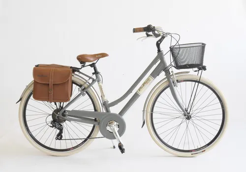 Cityfahrrad 28 Zoll Aluminium Lady grau - Stylisches Cityfahrrad mit leichtem Aluminiumrahmen, 6-Gang Shimano-Schaltung und kompletter Straßentauglichkeit. Ideal für gemütliche Fahrten in der Stadt oder kleine Touren.