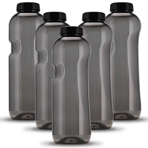 Produktbild Kavodrink 5 x Tritan Trinkflasche 1,0L Wasserflasche schwarz Sportflasche BPA frei Flasche 1000ml
