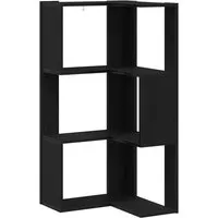 vidaXL Eck-Bücherregal 3 Böden Schwarz Eiche 50x50x102cm - Werkstatteinrichtung mit modernem, platzsparendem Design. Ideal für Ecken, bietet drei stabile Regale für Bücher und Deko und nutzt ungenutzte Flächen optimal.