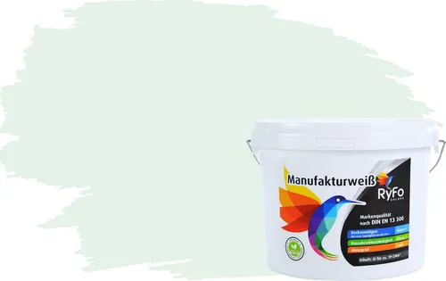 RyFo Colors Wand- und Deckenfarbe Manufakturweiß Grüntöne - 1 L für ca. 8 m² - Die RyFo Colors Manufakturweiß Grüntöne ist eine emissionsminimierte Premium-Dispersionsfarbe mit hoher Ergiebigkeit und brillanten Farbtönen. Ideal für stilvolle Akzente in Wohnräumen, leicht zu verarbeiten und schnell trocknend.