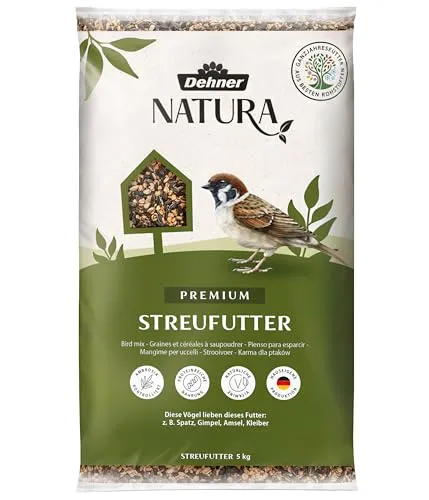 Dehner Natura Premium Wildvogelfutter, Streufutter, Ganzjahresfutter proteinreich / energiereich, hochwertiges Vogelfutter für Wildvögel, 5 kg