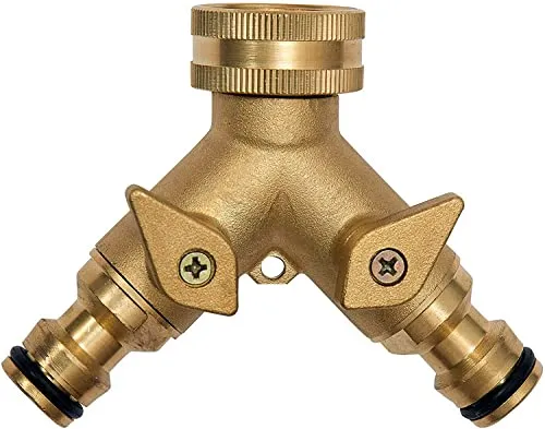 Wasserhahn-Splitter 2-Wege | Chrom/Messing | Für 1/2 Zoll Schnellverbinder