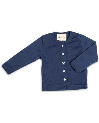 Engel Natur, Baby Strickjacke Cardigan, Rundhals, Langarm, 70% kbT-Merinowolle, 30% Seide (50/56, Marine)