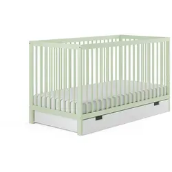 Höhenverstellbares Babybett mit Schublade und Matratze 60x120 cm