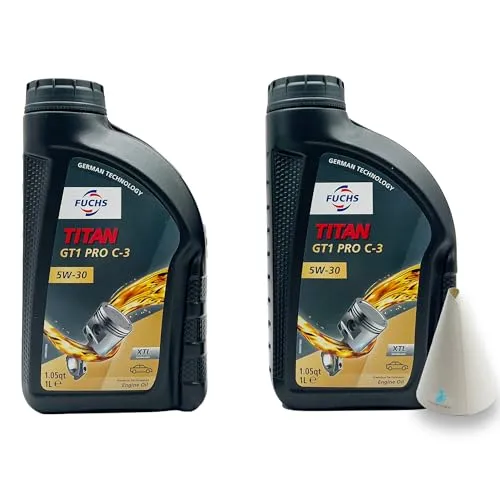 L Fuchs Titan GT1 Pro C-3 5W30 | passend für | VW 504 00 | VW507 00 | MB 229.51 | BMW LONGLIFE-04 | PORSCHE C30 | 2 Liter | Motoröl | Motorenöl | mit Trichter 2