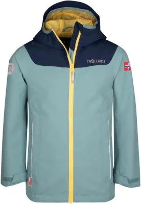 Trollkids Girls Bergen Jacket glac.green/navy/lemon - Größe 104 Kinder 611