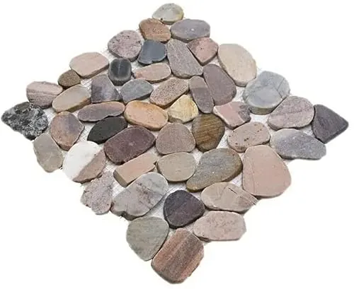 Steinkiesel geschnitten mix beige grau rot Flußkiesel Steinkiesel Flussstein Kieselmosaik Küchenwand Boden Fliesenspiegel Spritzschutz Küche Duschwand Mosaik - 1 Matte