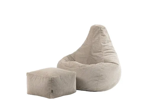 icon Sitzsack Sessel „Dalton“ mit Hocker – Beige, Made in Germany