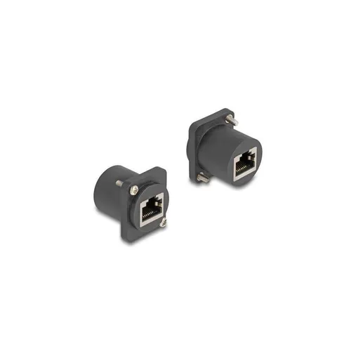 - D-Typ Modul RJ45 Buchse zu Buchse mit Schrauben schwarz 88106