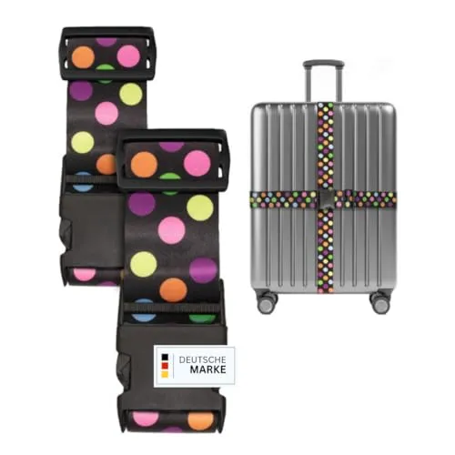 Wenter.S Koffergurte – Auffälliges Kofferband Motiv Polka Dots, passend für alle Koffer